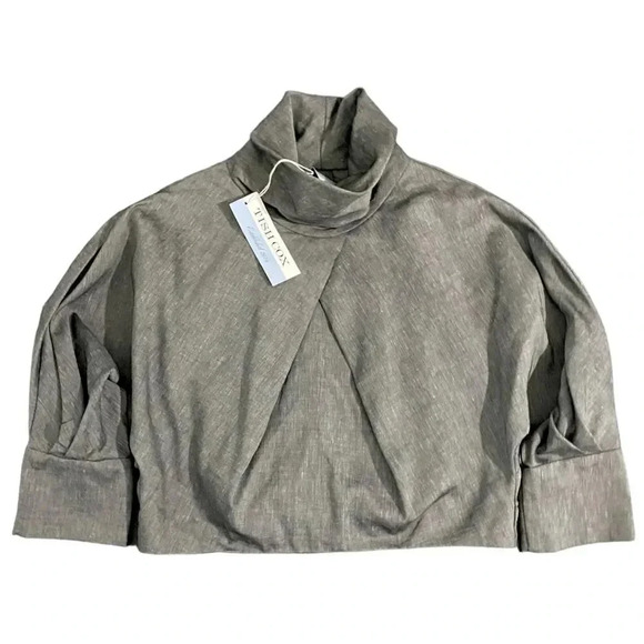 New Tish Cox Linen Blend Crop Blouse Top - Picture 12 of 14